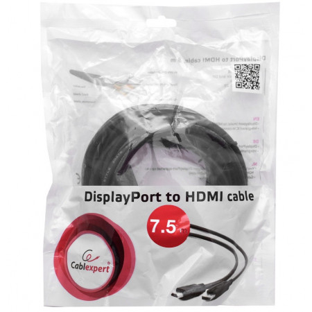 Кабель DisplayPort - HDMI Cablexpert CC-DP-HDMI-7.5M 7.5 м черный