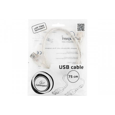 Кабель USB 2.0 Type-A - USB 2.0 Type-A Cablexpert CCF-USB2-AMAF-TR-0.75M 0.75 м белый