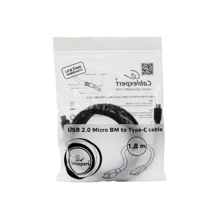 Кабель USB 2.0 Type-C - micro USB-B Cablexpert CCP-USB2-mBMCM-6 1.8 м черный