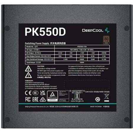 Блок питания DEEPCOOL PK550D (R-PK550D-FA0B-EU) чёрный