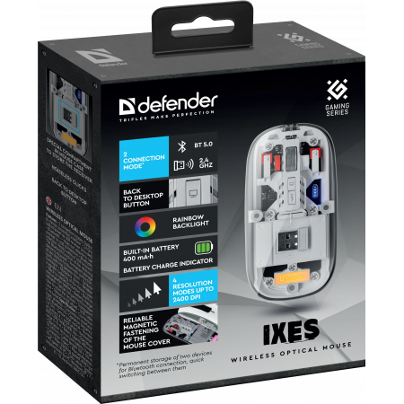 Мышь беспроводная Defender IXES MM-999 (52999) прозрачный