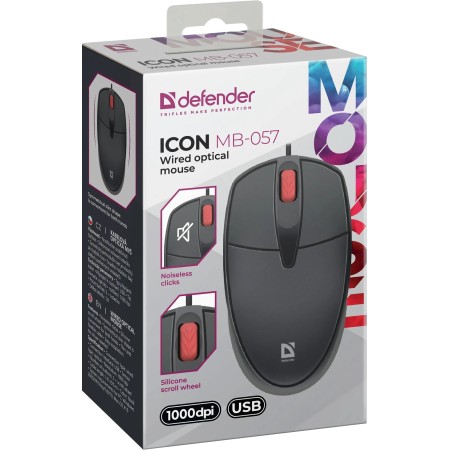 Мышь проводная Defender Icon MB-057 (52057) черный