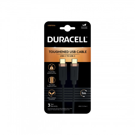 Кабель USB 3.2 Gen 1 Type-C - USB 3.2 Gen 1 Type-C Duracell USB7030A 1 м черный