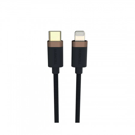 Кабель Lightning 8-pin MFI - USB Type-C Duracell USB9012A 1 м черный