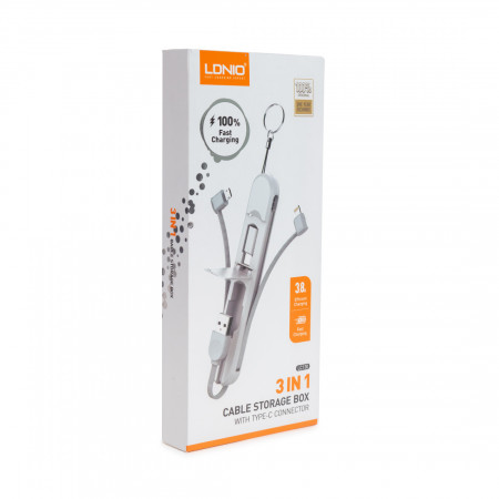 Кабель Lightning+Micro USB - USB Type С LDNIO LC130 0.45 м белый
