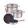 Набор посуды Tefal G720S604 (2100114427) серебристый/красный