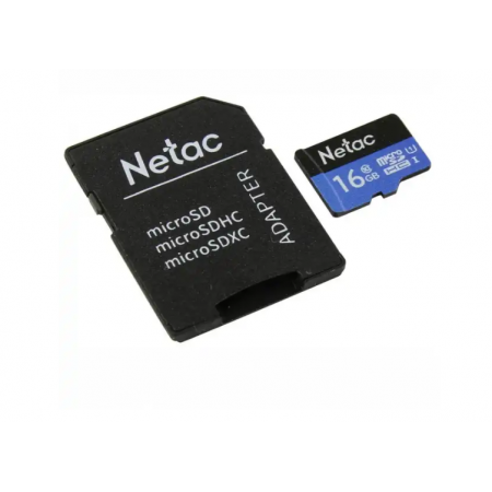 16 ГБ Карта памяти Netac P500 Standard microSDHC (NT02P500STN-016G-R) чёрный + адаптер