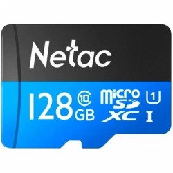128 ГБ Карта памяти Netac P500 microSDXC (NT02P500STN-128G-R) черный + адаптер