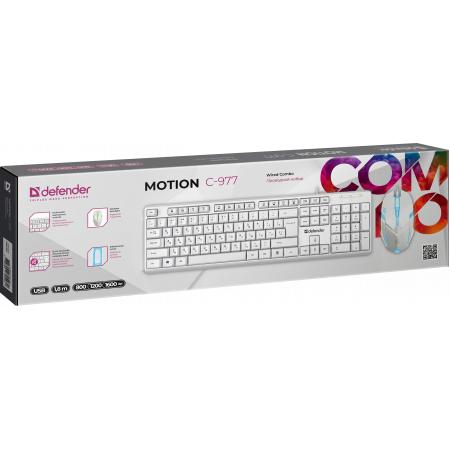 Клавиатура + мышь проводная Defender Motion C-977 (45977) белый