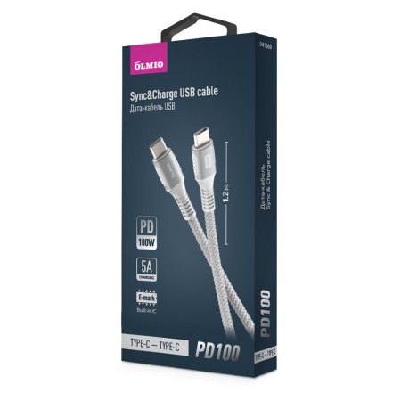 Кабель USB Type С - USB Type С Olmio PD100 (41660) 1.2 м белый
