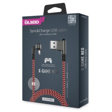 Кабель Lightning 8-pin - USB 2.0 Type-A Olmio X-Game Neo (38905) 1.2 м коралловый