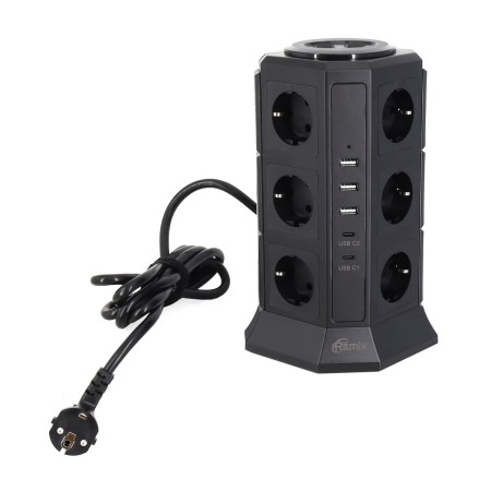 Сетевой фильтр Ritmix RM-2123C чёрный 2 м