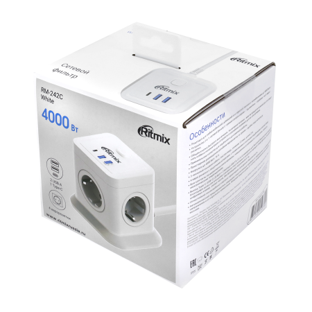 Сетевой фильтр Ritmix RM-242C белый 2 м