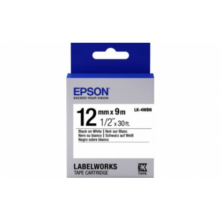 Лента Epson LK4WBN Std Blk/Wht 12/9 (C53S654021) белый