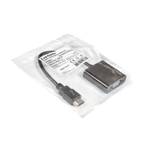 Переходник HDMI - VGA ExeGate EX-HDMIM-VGAF-0.15 черный