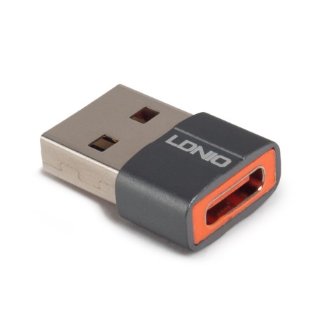Переходник USB 2.0 Type-A - USB 2.0 Type-C LDNIO LC150 0.15 м серый