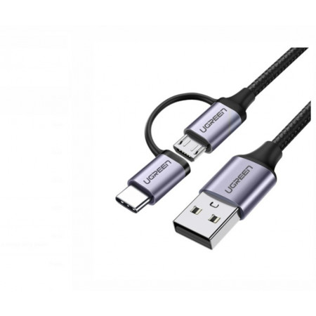 Кабель USB Type-C + micro USB - USB 2.0 Type-A UGREEN US177 (30875) 1 м черный