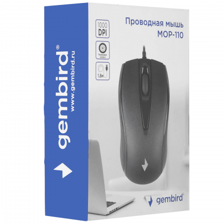 Мышь проводная Gembird MOP-110 чёрный