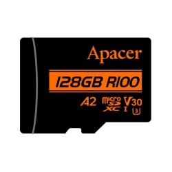 128 ГБ Карта памяти Apacer U3 V30 A2 microSDXC (AP128GMCSX10U8-R) черный + адаптер