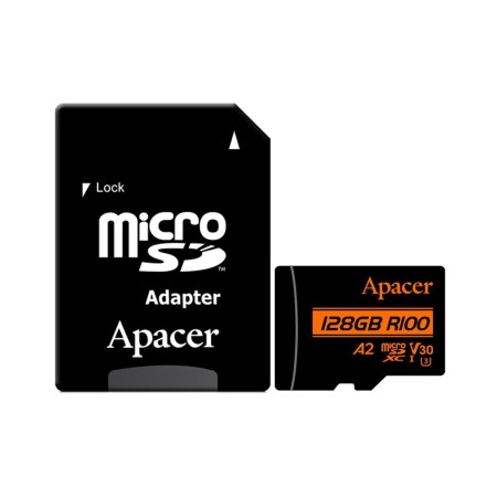 128 ГБ Карта памяти Apacer microSDXC (AP128GMCSX10U8-R) чёрный + адаптер