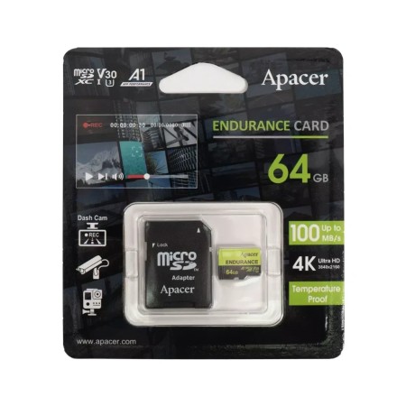 64 ГБ Карта памяти Apacer microSDXC (AP64GEDM1D05-R) чёрный + адаптер