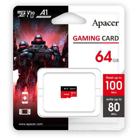 64 ГБ Карта памяти Apacer microSDXC (AP64GMCSX10U7-RAGC) чёрный