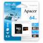 64 ГБ Карта памяти Apacer microSDXC (AP64GMCSX10U8-R) чёрный + адаптер