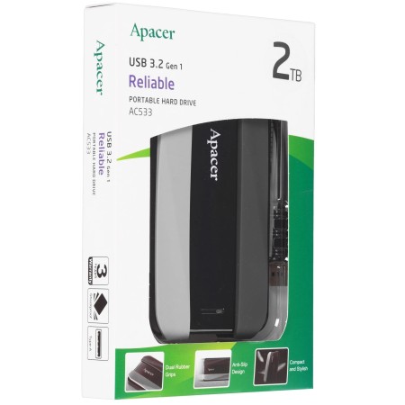 2 ТБ Внешний жесткий диск Apacer AC533 (AP2TBAC533B-1) черный