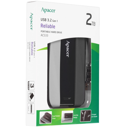 2 ТБ Внешний жесткий диск Apacer AC533 (AP2TBAC533B-1) черный