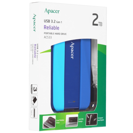 2 ТБ Внешний жесткий диск Apacer AC533 (AP2TBAC533U-1) синий