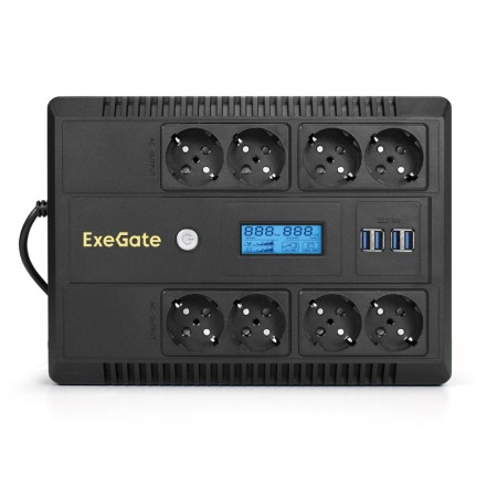 ИБП ExeGate LHB-1000.LCD.AVR.8SH.CH.RJ.USB черный (С АККУМУЛЯТОРОМ)