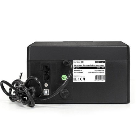 ИБП ExeGate LHB-1000.LCD.AVR.8SH.CH.RJ.USB черный (С АККУМУЛЯТОРОМ)