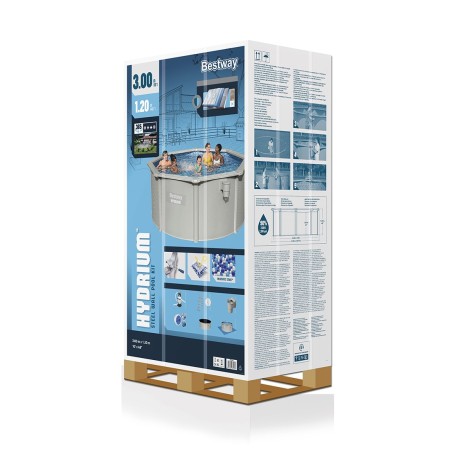 Бассейн с жесткими стенками Bestway Hydrium 56566 (300x120 см) серый