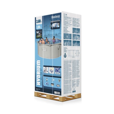 Бассейн с жесткими стенками Bestway Hydrium 56574 (360x120 см) серый