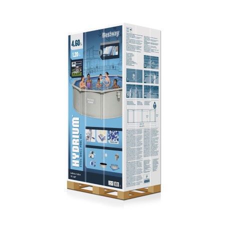 Бассейн с жесткими стенками Bestway Hydrium 56384 (460x120 см) серый