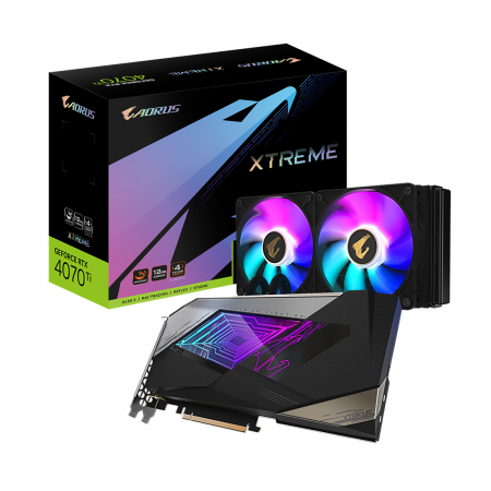 Видеокарта GIGABYTE GeForce RTX 4070 Ti AORUS XTREME WATERFORCE W (GV-N407TAORUSX W-12GD) черный