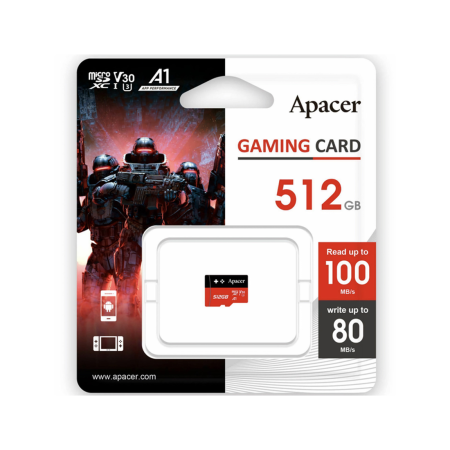 512 ГБ Карта памяти Apacer microSDXC (AP512GMCSX10U7-RAGC) чёрно-красный