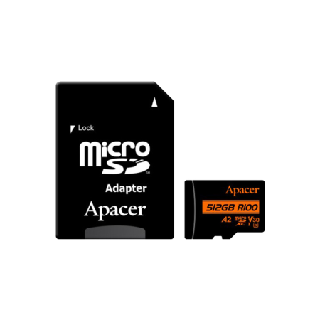 512 ГБ Карта памяти Apacer microSDXC (AP512GMCSX10U8-R) чёрный + адаптер