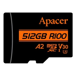 512 ГБ Карта памяти Apacer U3 V30 A2 microSDXC (AP512GMCSX10U8-R) черный + адаптер