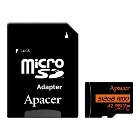 512 ГБ Карта памяти Apacer microSDXC (AP512GMCSX10U8-R) чёрный + адаптер