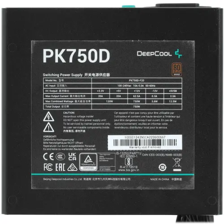 Блок питания DEEPCOOL PK750D (R-PK750D-FA0B-EU) чёрный