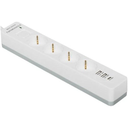 Сетевой фильтр Гарнизон EPS-OP-4-CU2-W-2 белый 2м