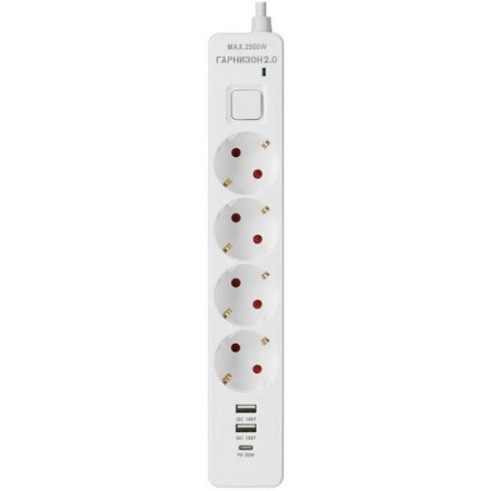 Сетевой фильтр Гарнизон EPS-OP-4-CU2-W-2 белый 2м