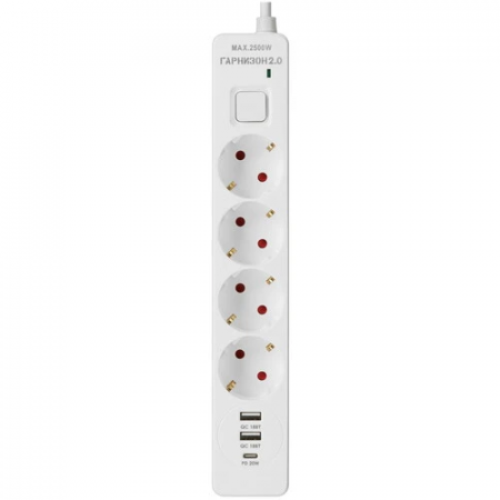 Сетевой фильтр Гарнизон EPS-OP-4-CU2-W-2 белый