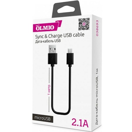 Кабель micro USB - USB 2.0 Type-A Olmio 38660 2 м черный