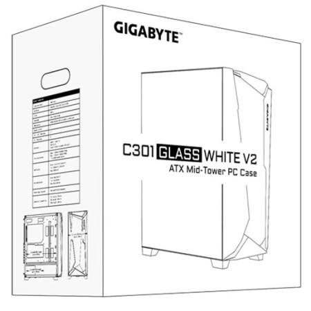 Корпус GIGABYTE C301 GLASS WHITE V2 (C301GW V2) белый