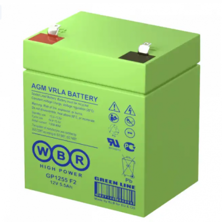Аккумуляторная батарея для ИБП WBR GP1255 F2 зеленый