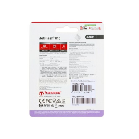 64 ГБ USB Флеш-накопитель Transcend JetFlash 810 (TS64GJF810) зеленый