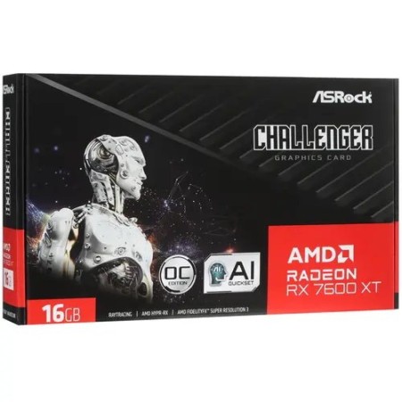 Видеокарта ASRock AMD Radeon RX 7600 XT Challenger OC (RX7600XT CL 16GO) 16 Гб черный