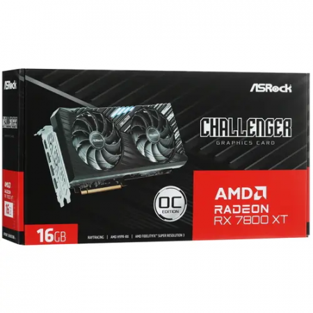 Видеокарта ASRock AMD Radeon RX 7800 XT Challenger OC (RX7800XT CL 16GO) 16 Гб черный